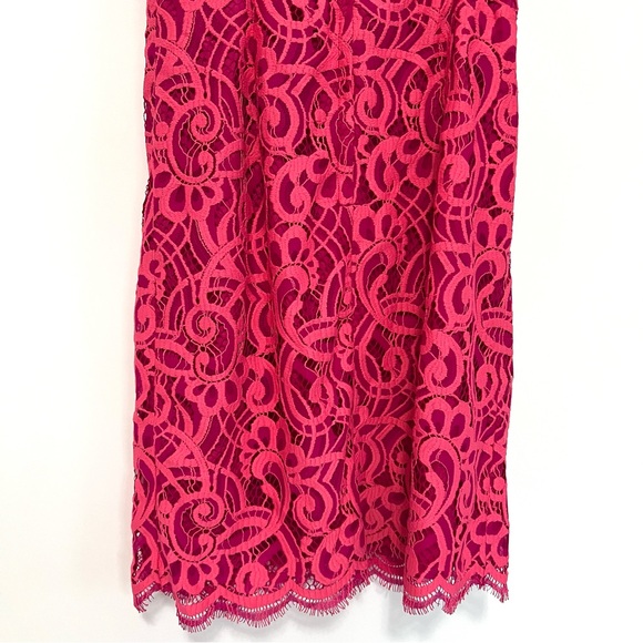 Lilly Pulitzer Mara Hot Pink About Face Two Tone Scallop Lace Ruffle Dress sz 4 - Picture 9 of 16